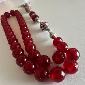 Gümüş Diamond Serisi Sıkma Kehribar Tesbih