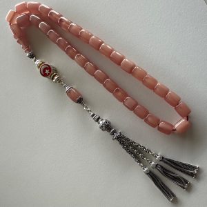 Tamamı Gümüş Özel Tasarım Sıkma Kehribar Tesbih