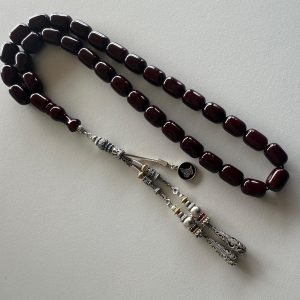 Osmanlı Turu Objeleri Çift Sallantılı Sıkma Kehribar Tesbih