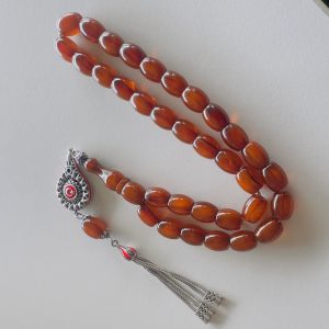 Püskül Ayyıldız Sıkma Kehribar Tesbih