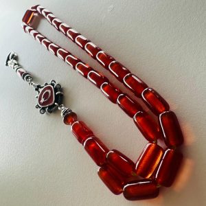 Türk bayrağı objeli Sıkma Kehribar Tesbih